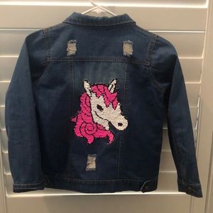 Unicorn Sequin Patch Girl’s Denim Jacket